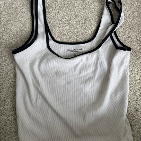 Abercrombie & Fitch Tops - Abercrombie & Fitch White Ribbed Tank with Black Trim Double-Strap